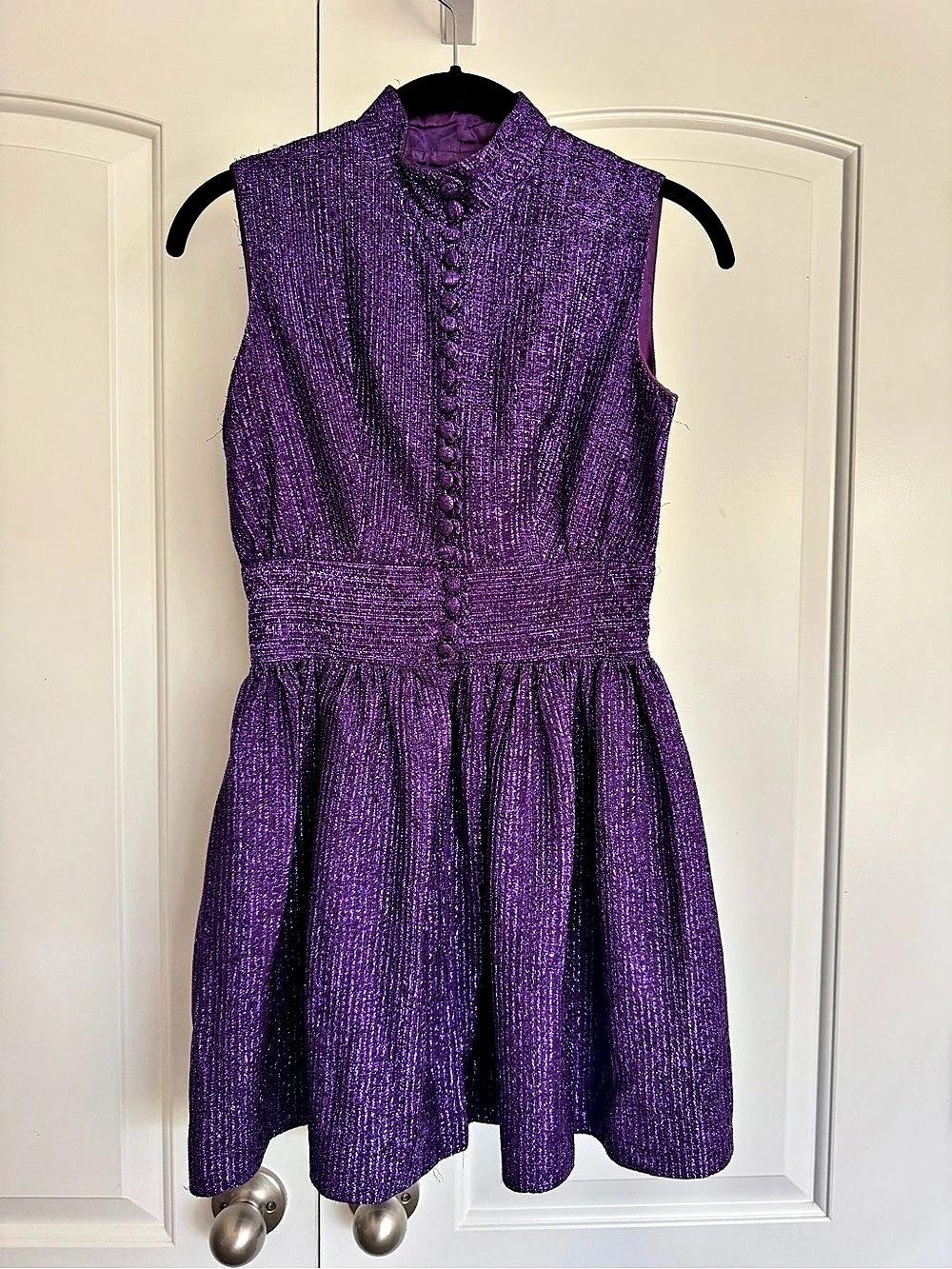 Vintage 60s Pat Richards mod Purple Lurex mini dress